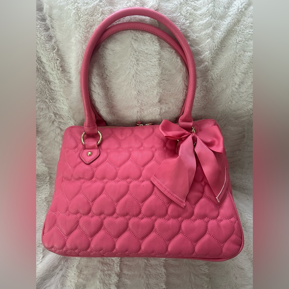 Betsey Johnson Fuschia Be Mine East/West Satchel … - image 1